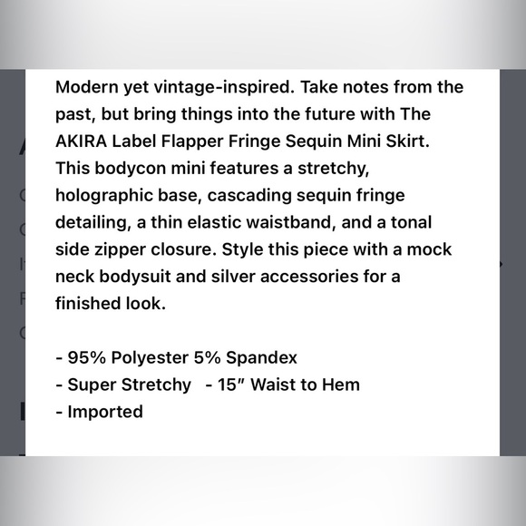 ✨AKIRA Silver Sequin Fringe Skirt✨ - Picture 6 of 6